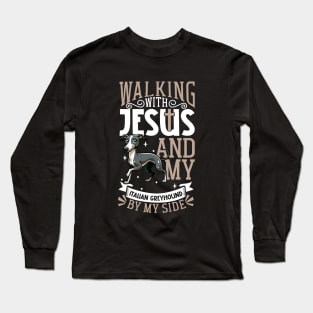 Jesus and dog - Italian Greyhound Long Sleeve T-Shirt